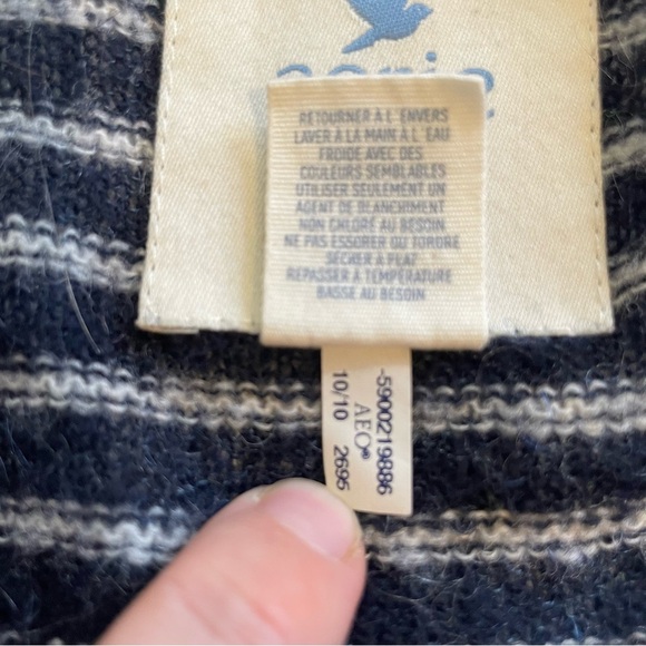 Aerie Wool Blend Long Cardigan Navy White Nautical Small Women’s Button Up Y2K - Picture 5 of 7